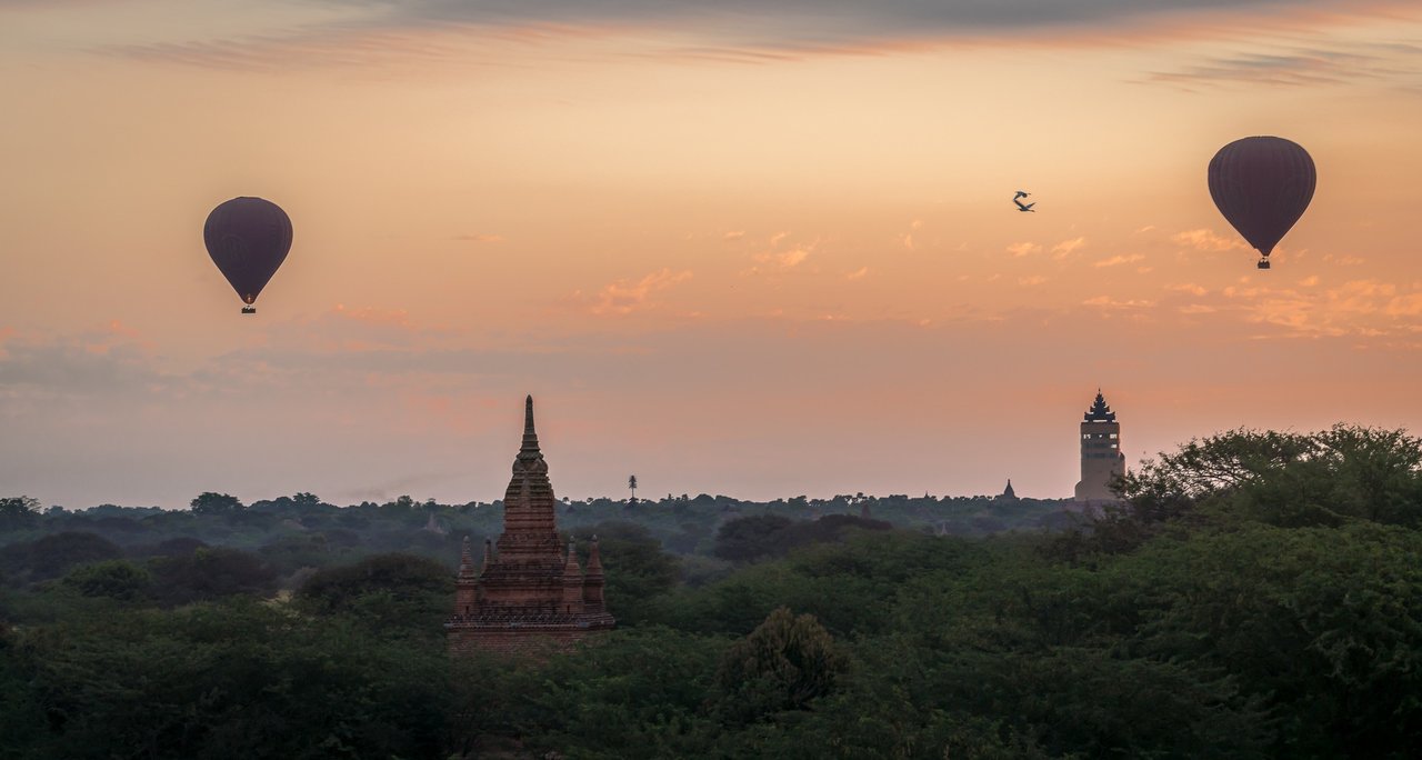 Sunrise over the Ancient Temples of Bagan in Myanmar